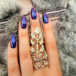 Gothic Holographic Dark Purple Nails
