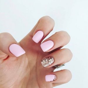 Prom Queen Gold Glitter And Matte Pink Nail Designs