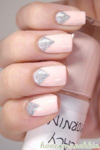 Glitter Triangles Nn Pastel Pink Cute Easy Nail Design