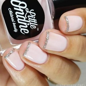 French Manicure With A Glitter Twist