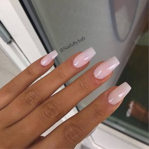 Long Light Pink Acrylic Nails With A Square Tip