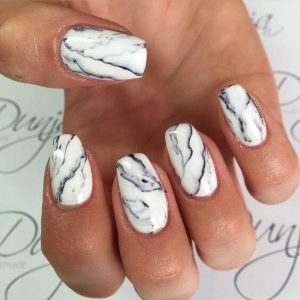 White Marble Nail Art Design