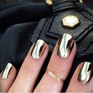 Short Square-Tipped Metallic Gold Nails