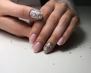 Sequined Chrome Accents with French Tips