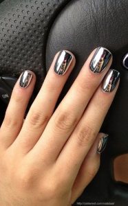 Dark Grey or Black Chrome Nails