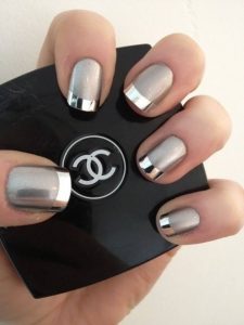 Bright Silver Chrome French Tip