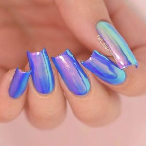 Holographic Blue and Purple Unicorn Nails
