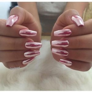 All Out Chrome Pink Long Nails