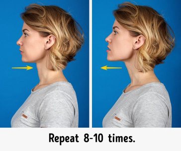 Sit Straight in a Place Calmly. Get Rid of Double Chin Exercises